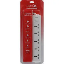 Lightx Power Extension 5 Socket & 5M - White