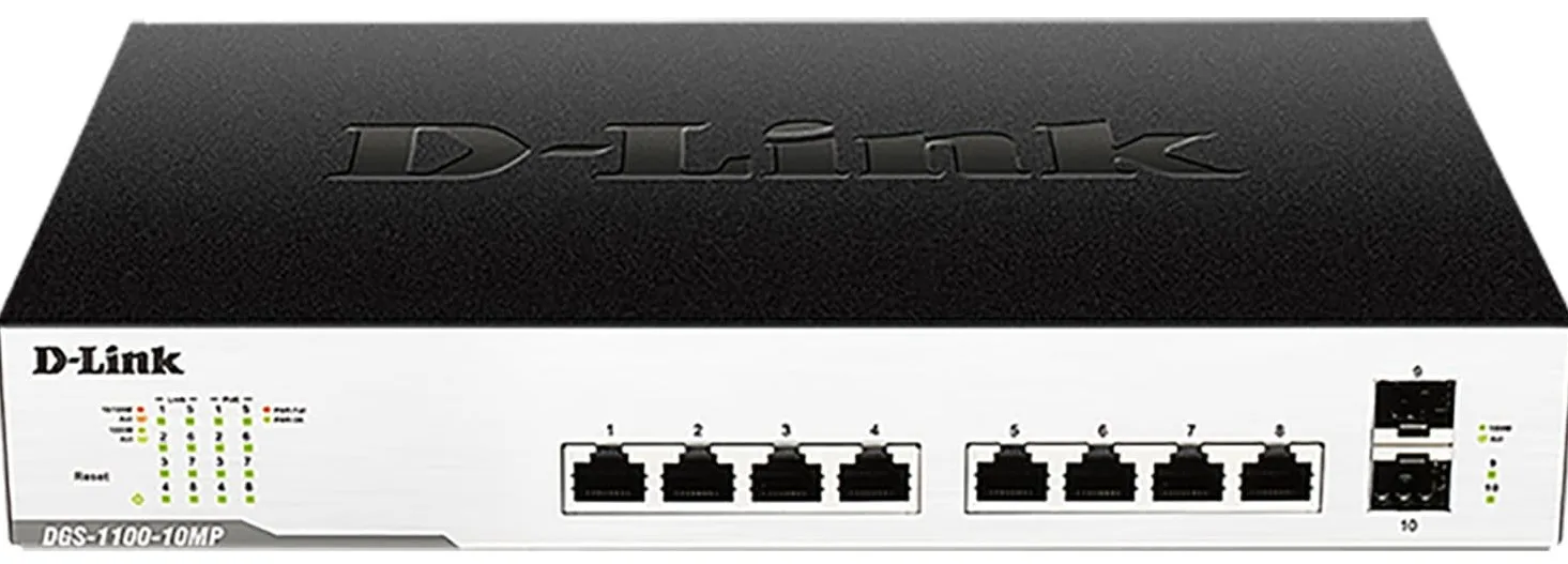 D-Link 10-port 10/100/1000Base-T  PoE+ Smart Switch with 8 PoE ports