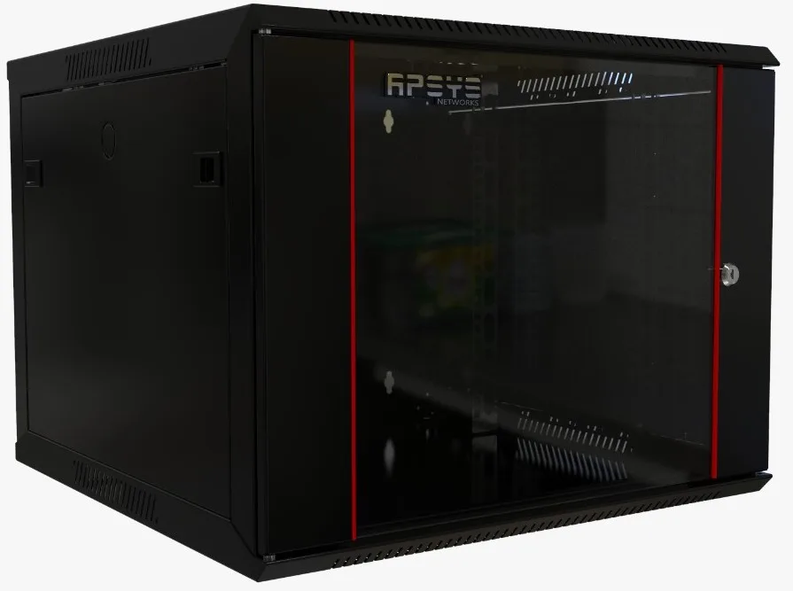 9U Cabinet Wall Mounted Front Glass Door  600x600 APSYS