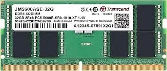 32GB LAPTOP RAM DDR5, 5600MHz SODIMM TRANSCEND
