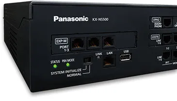 Panasonic IP PBX NS500 with DSP card, 14 IP activation key, 2 digital & 16 analogue Extensions and 6 CO Lines.