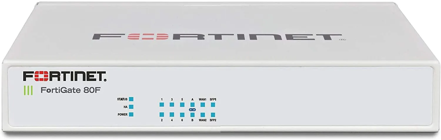 Fortinet FG-80F 8 x GE RJ45 ports, 2 x RJ45/SFP shared media WAN ports.