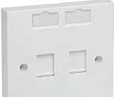 i-Net Face Plate PVC Polished 2 Port 86mm x 86mm Plain  Type with Icons and Holder